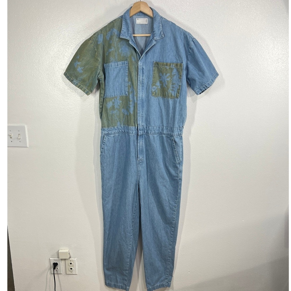 ASOS DESIGN Denim Boilersuit‎ Cyanotype Floral Patchwork Men's W30 L32 (Unisex) - Picture 2 of 10